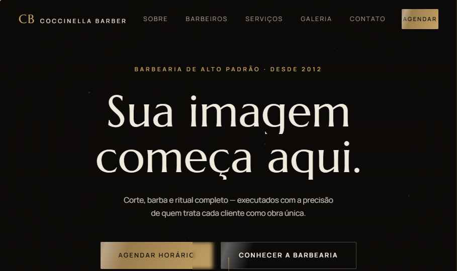 Prévia do site Coccinella Barber — Barbearia Premium